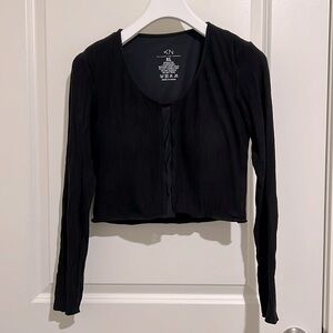 Klassy Network Mesh Cut Out Long Sleeve Crop